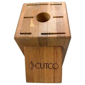 Cutco Oak Knife Block 6 Slot / 1 Utility Hole Countertop Holder Wood Made in USA